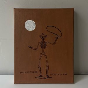 Skeleton Cowboy Canvas Painting